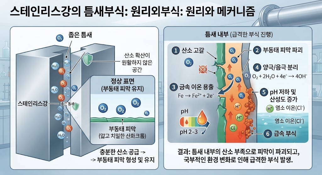 스테인리스강의 틈새부식(Crevice Corrosion)이 시작되는 전기화학적 조건 1 image 45