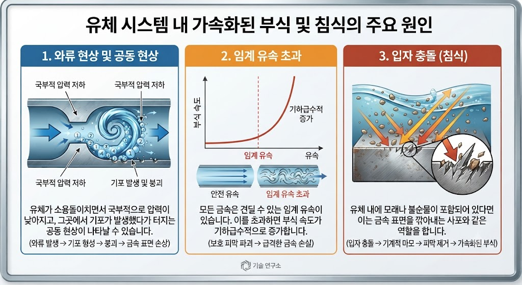 고속 유체에서 금속 표면의 Erosion-Corrosion이 증가하는 이유 2 유체 시스템 내 가속화된 부식