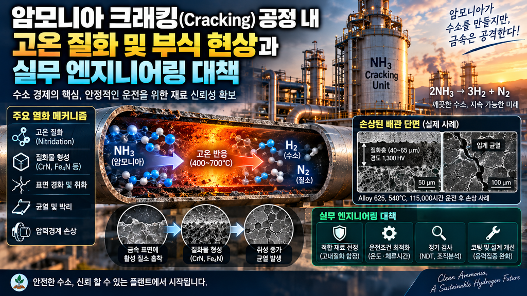 암모니아 크래킹(Cracking) 공정 내 고온 질화 및 부식 현상과 실무 엔지니어링 대책 1 암모니아 크래킹 공정 내 고온질화및 부식현상