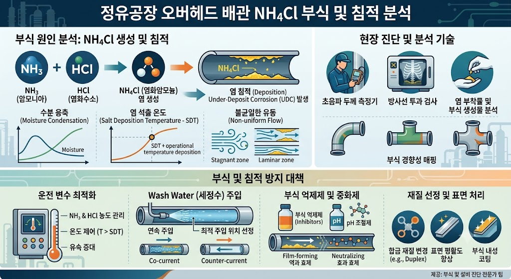 1.정유공장 NH4Cl 부식 원인과 오버헤드 배관 Under-Deposit Corrosion 분석 1 NH4Cl 부식