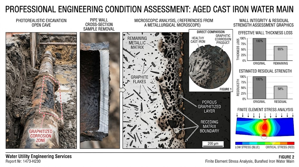 주철 Graphitic Corrosion 깊이 측정과 상수도관 잔존강도 평가
